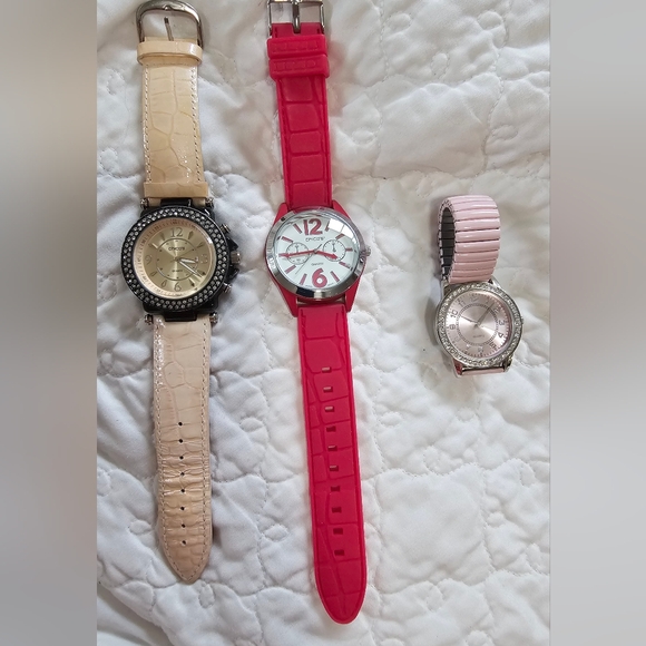 Chico's Accessories - Chico's Hot Pink Silicone Strap Watch with Silver Dial Back